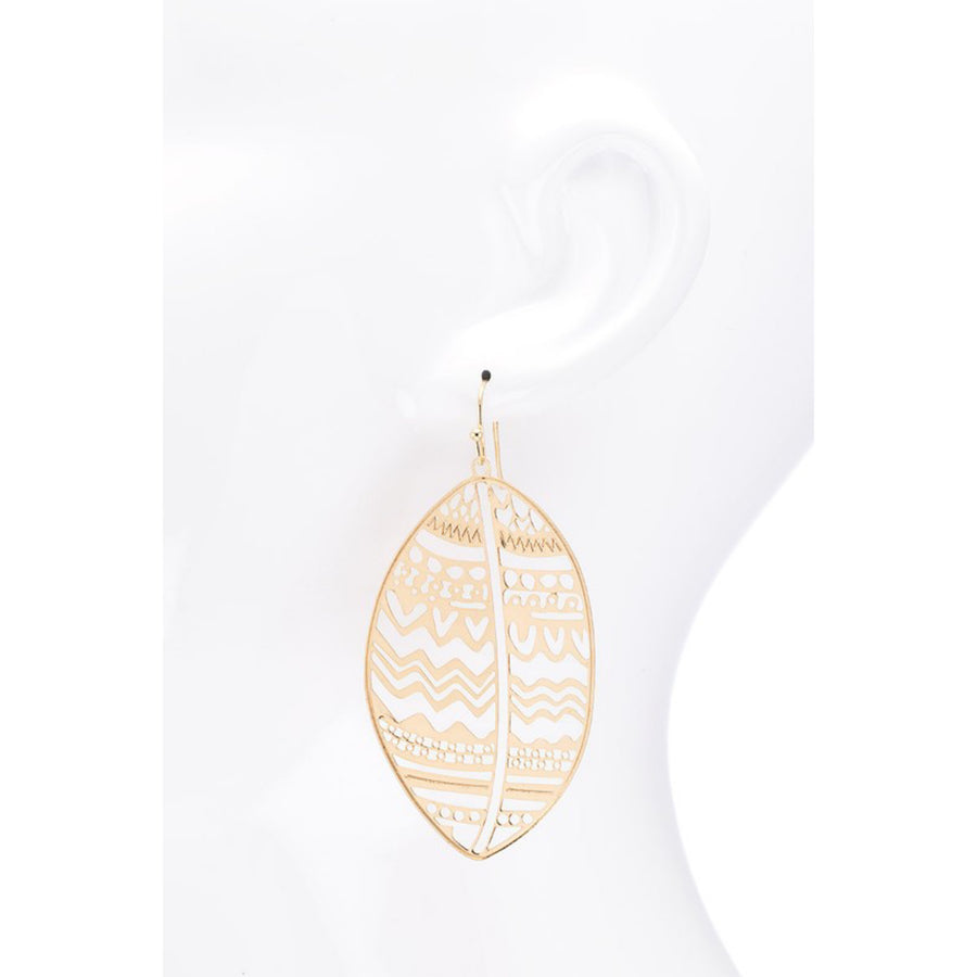 Metal Leaf Arch Statement Earrings - Silver