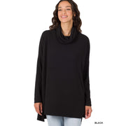 Cowl Neck High Low Top - Black