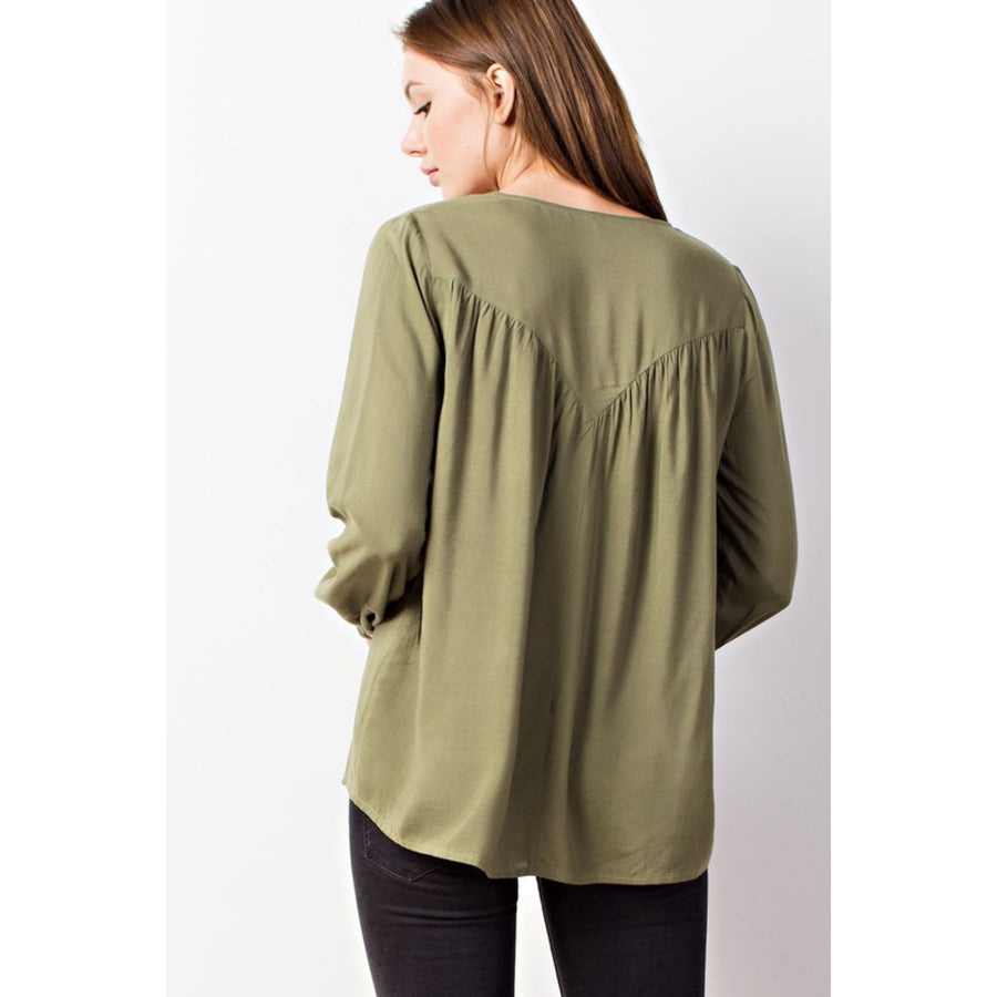 Flowy Boho Blouse - Olive