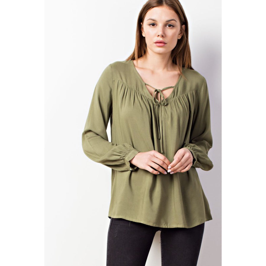 Flowy Boho Blouse - Olive