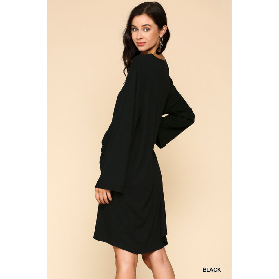 Fall Tee Shirt Dress - Black