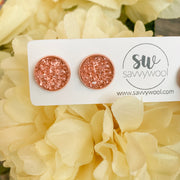 12MM Druzy Earrings - Strawberry Rose