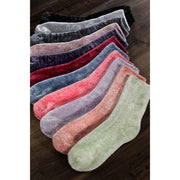 Plush Chenille Socks - Wine and Mint