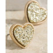 Heart Faux Druzy Stud Earrings