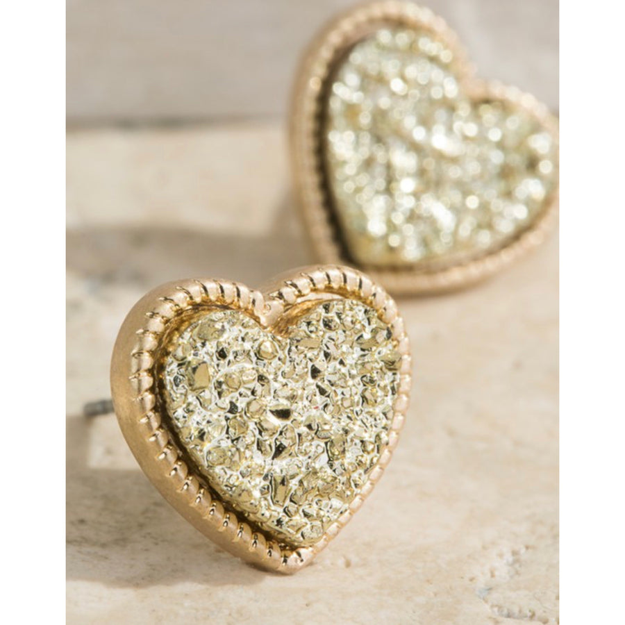 Heart Faux Druzy Stud Earrings