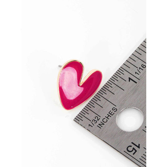 Magenta Heart Stud Earrings