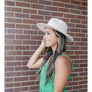 Side View of Pale Pink Flat Brimmed Hat