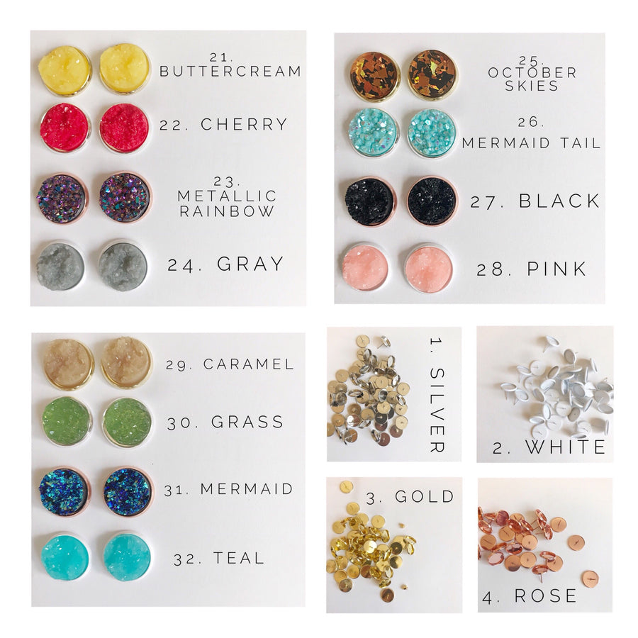 12MM Druzy Earrings Options 25-32