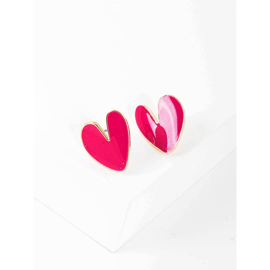 Magenta Heart Stud Earrings