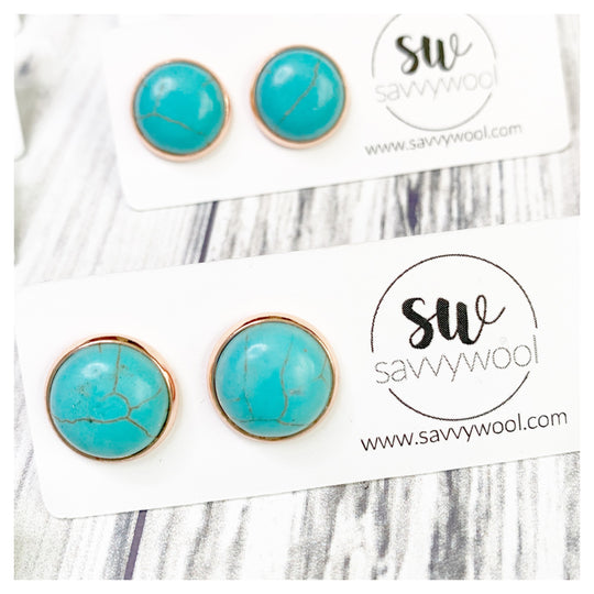 12MM Druzy Earrings - Turquoise