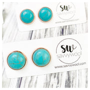 12MM Druzy Earrings - Rounded Turquoise